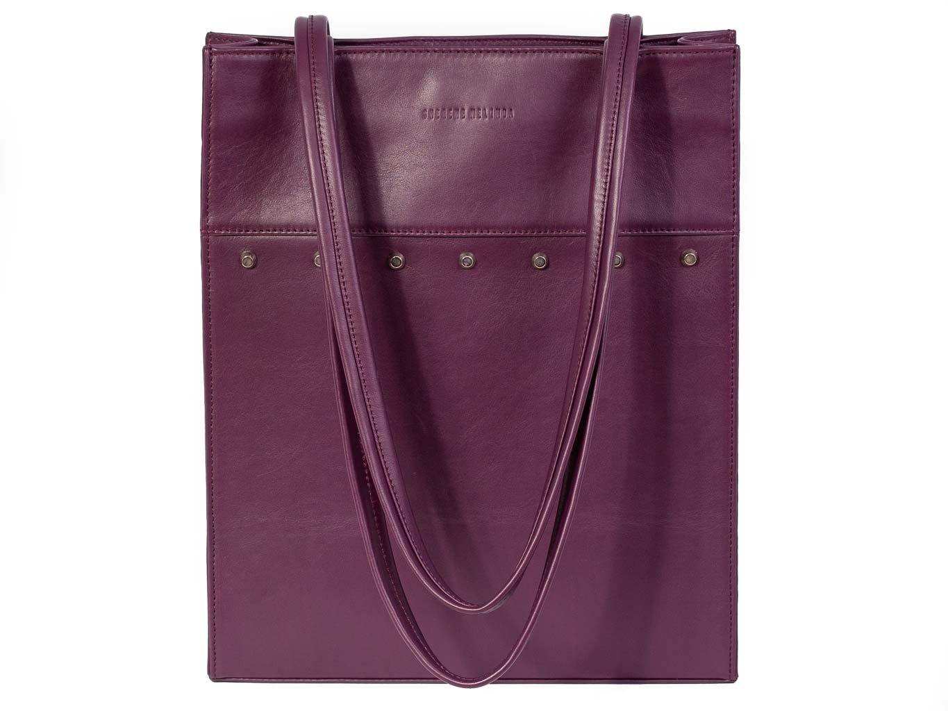 Tote Studded Handbag in Deep Purple by Sherene Melinda front handle