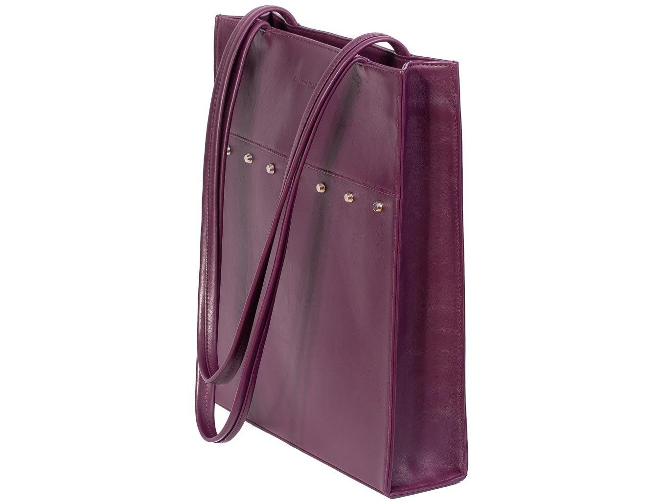 Tote Studded Handbag in Deep Purple by Sherene Melinda side angle strap