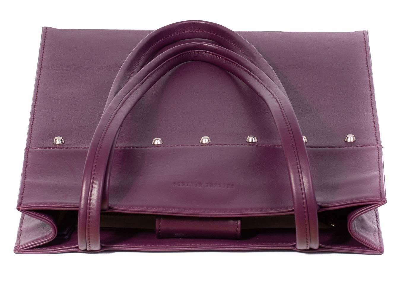 Tote Studded Handbag in Deep Purple by Sherene Melinda top