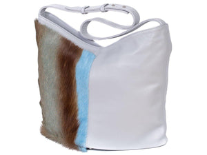 Hobo Springbok Handbag in Baby Blue with a Stripe by Sherene Melinda Stripe Front Right