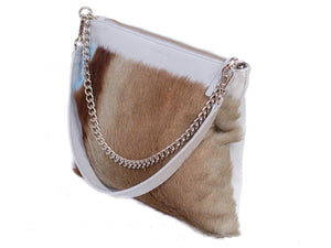 Multiway Springbok Handbag in Baby Blue with a Stripe by Sherene Melinda Side Angle Strap
