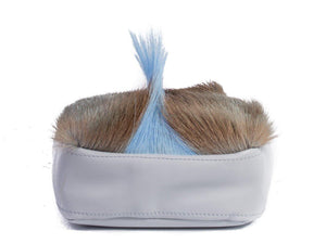 sherene melinda springbok hair-on-hide baby blue leather pouch bag Fan bottom