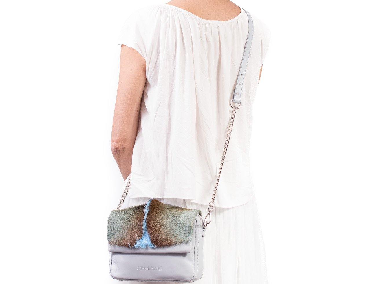 Baby Blue Shoulder Bag with a fan - SHERENE MELINDA