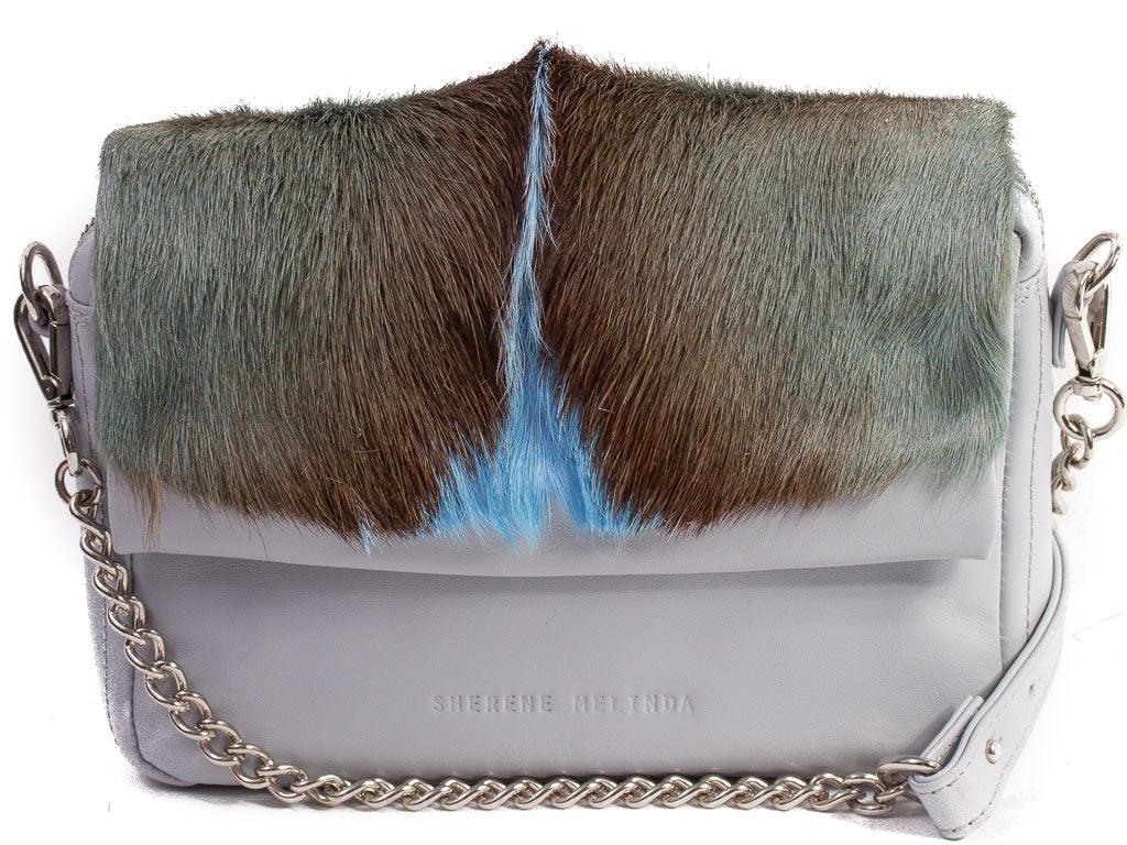 Baby Blue Shoulder Bag with a fan - SHERENE MELINDA