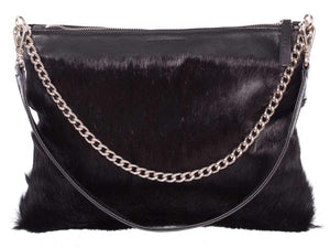 Multiway Springbok Handbag in Black by Sherene Melinda Front Strap