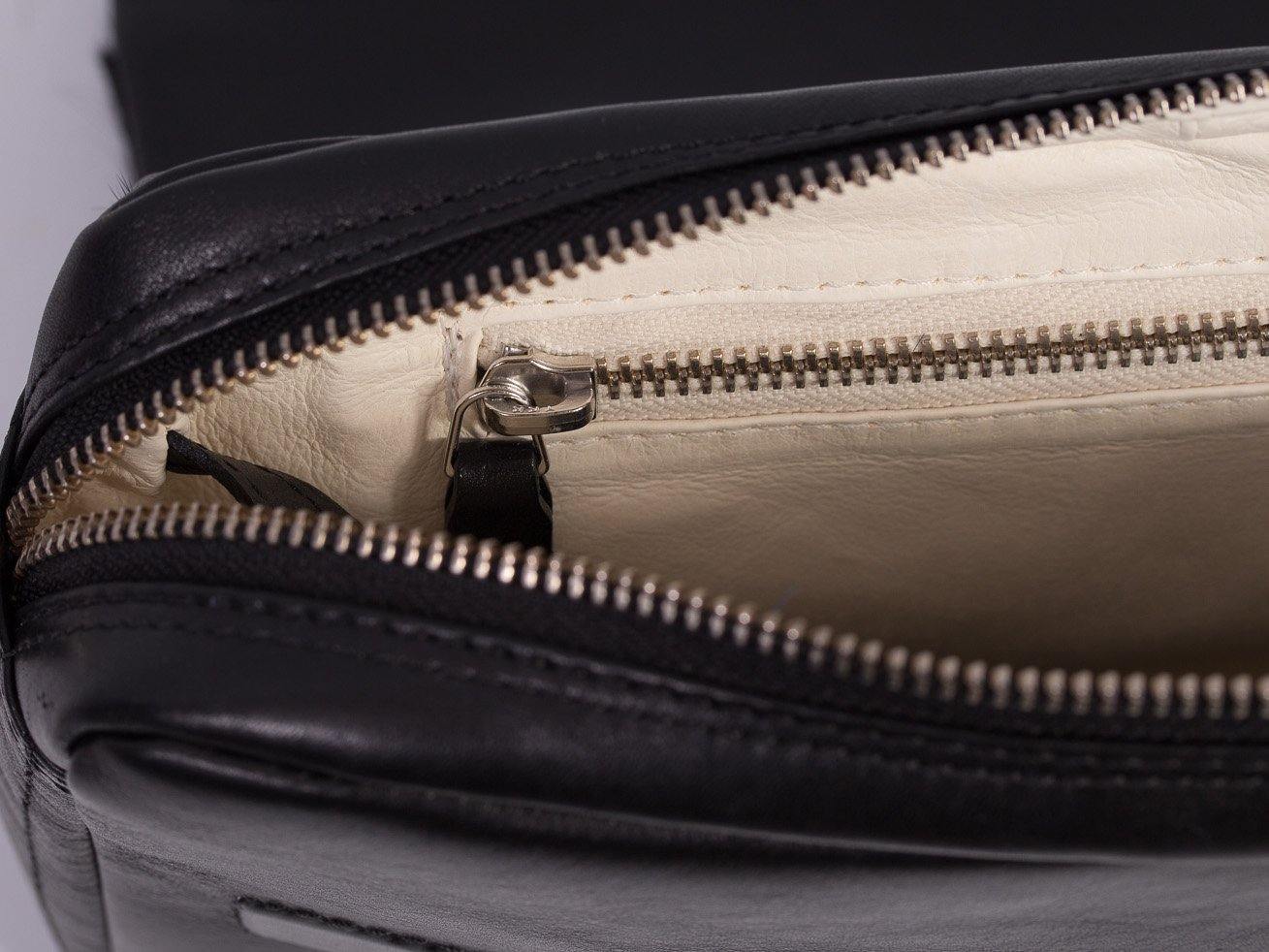 sherene melinda springbok hair-on-hide black leather shoulder bag inside