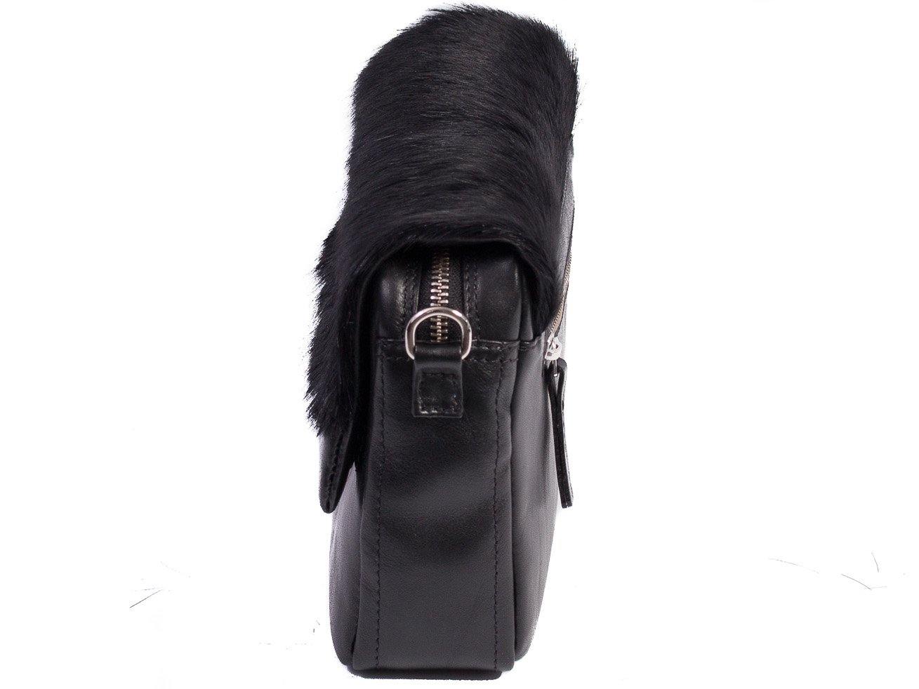 sherene melinda springbok hair-on-hide black leather shoulder bag Stripe side