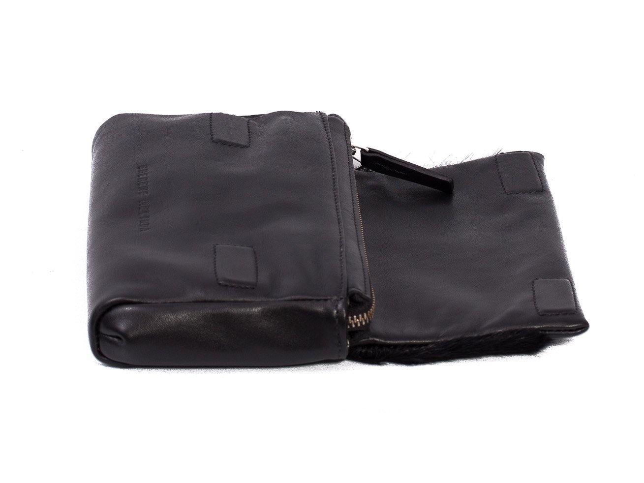 sherene melinda springbok hair-on-hide black leather Sophy SS18 Clutch Bag Stripe open