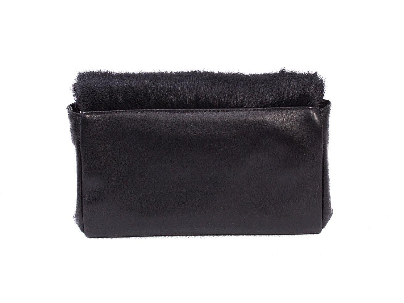sherene melinda springbok hair-on-hide black leather Sophy SS18 Clutch Bag Stripe back