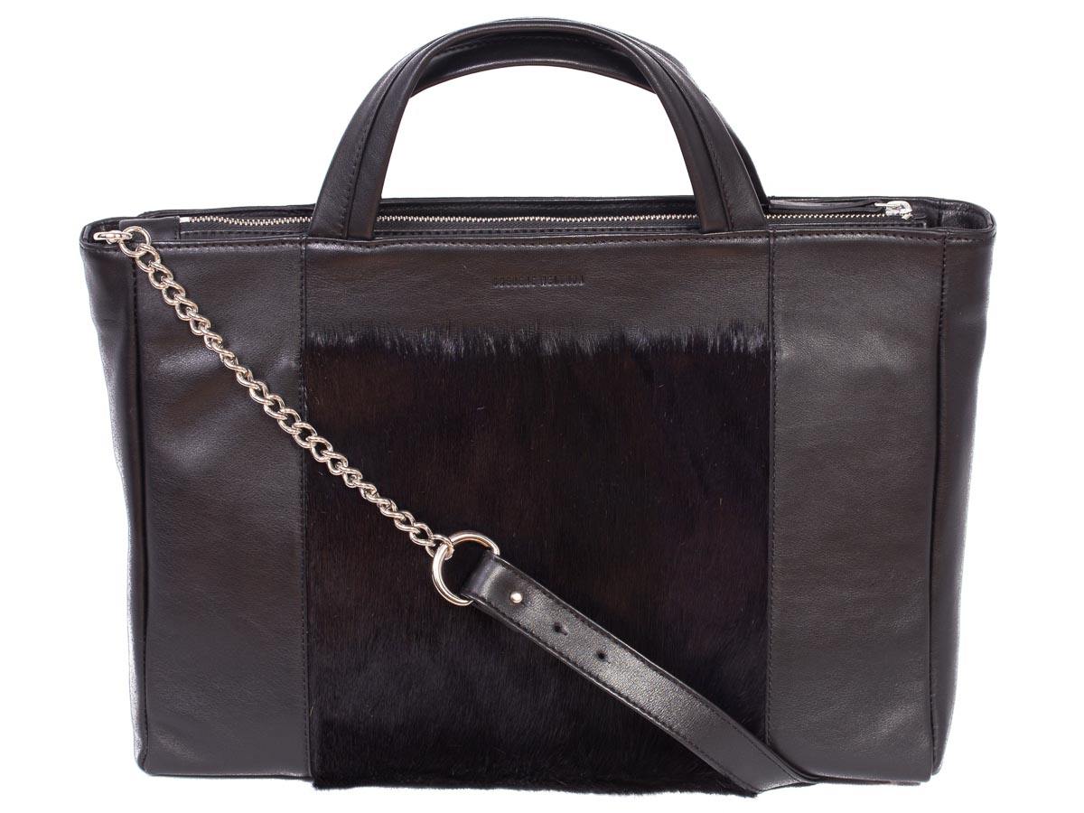 Tote Springbok Handbag in Black by Sherene Melinda Front Strap