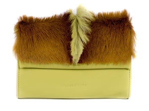 Mini Springbok Handbag in Citrus Green with a Fan by Sherene Melinda Front