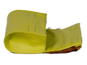 Mini Springbok Handbag in Citrus Green with a Stripe by Sherene Melinda Open