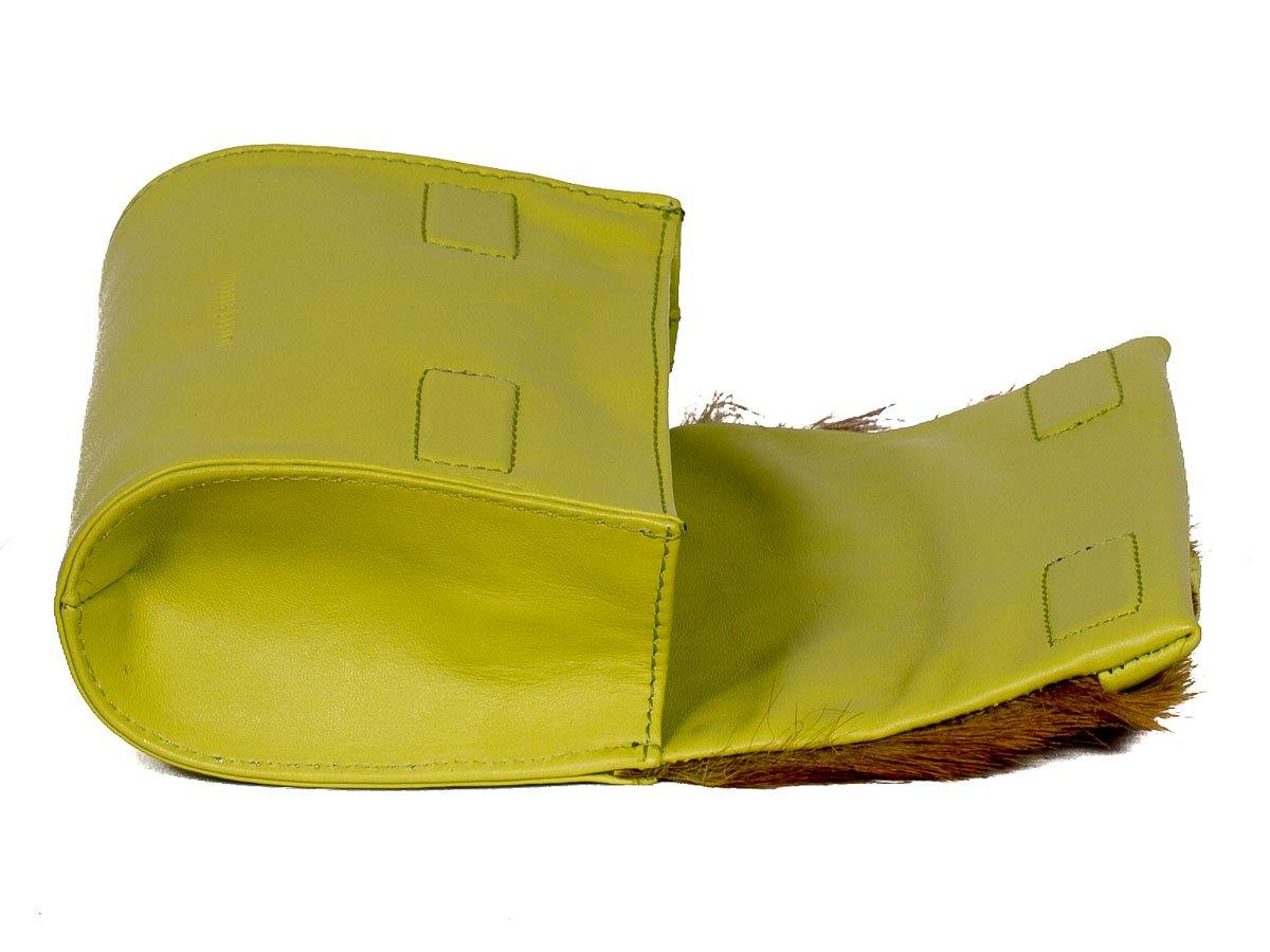 Mini Springbok Handbag in Citrus Green with a Fan by Sherene Melinda Open