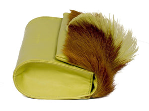 Mini Springbok Handbag in Citrus Green with a Fan by Sherene Melinda Side