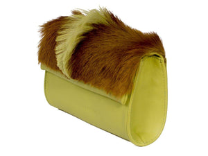 Mini Springbok Handbag in Citrus Green with a Fan by Sherene Melinda Side Angle