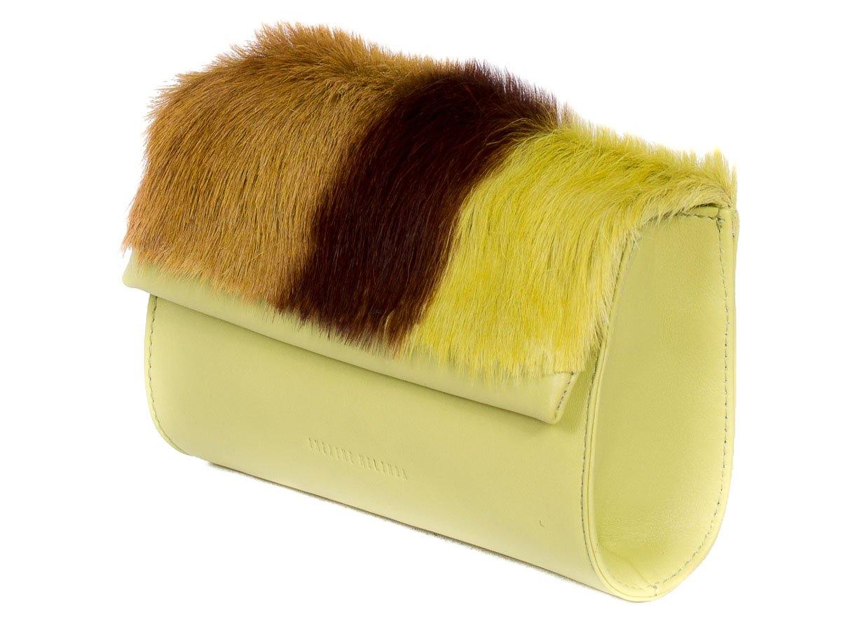 Mini Springbok Handbag in Citrus Green with a Stripe by Sherene Melinda Side Angle