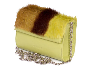 Mini Springbok Handbag in Citrus Green with a Stripe by Sherene Melinda Side Angle Strap