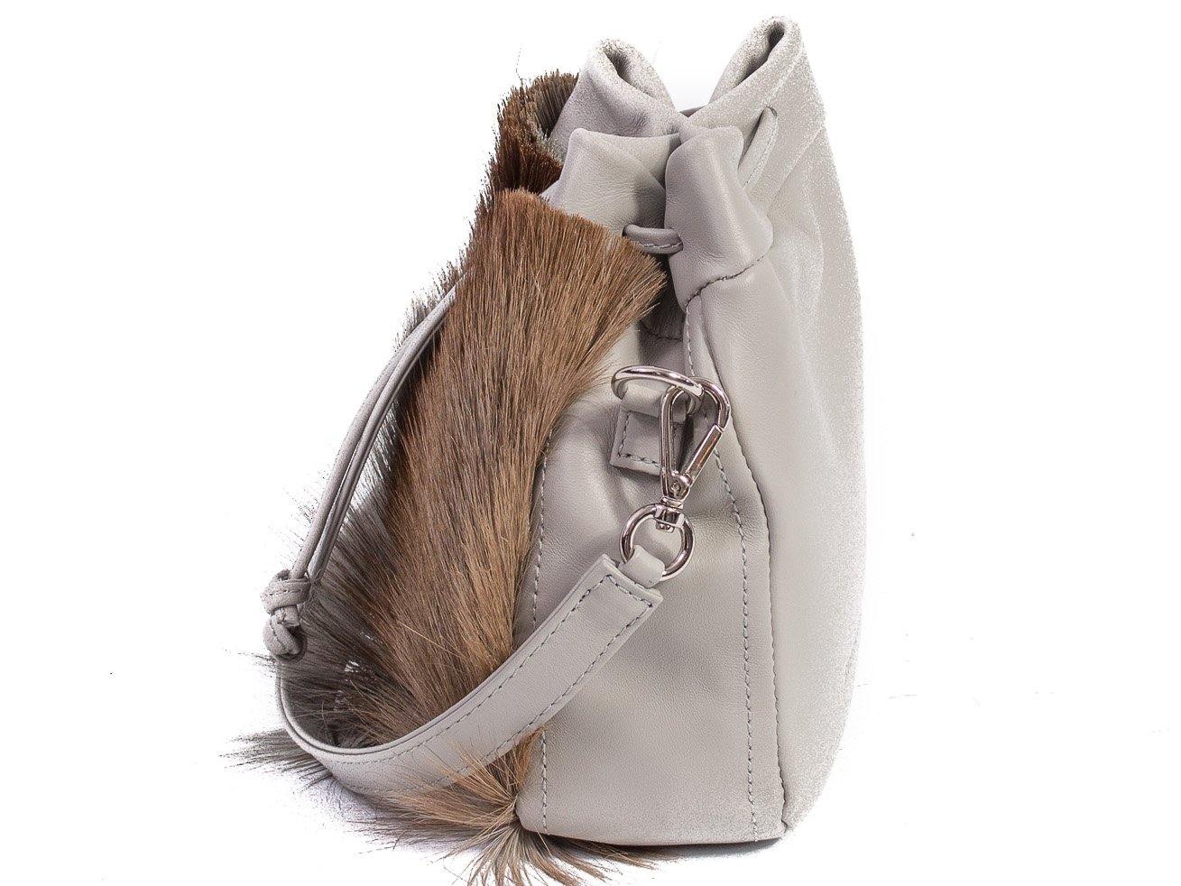 sherene melinda springbok hair-on-hide earth leather pouch bag Fan side