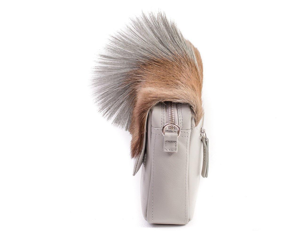 sherene melinda springbok hair-on-hide earth leather shoulder bag Fan side