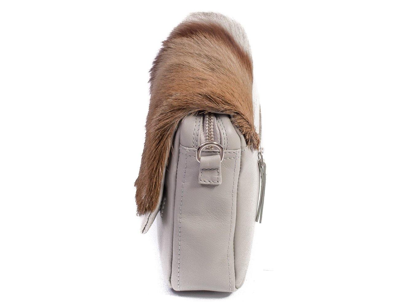 sherene melinda springbok hair-on-hide earth leather shoulder bag Stripe side