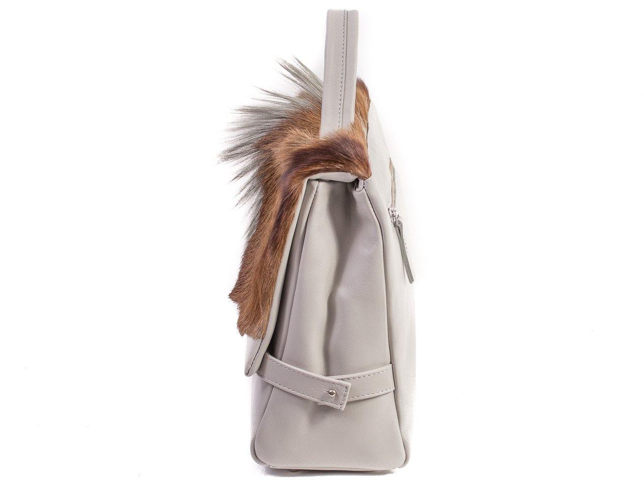 sherene melinda springbok hair-on-hide earth leather smith tote bag Fan side