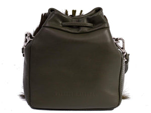 sherene melinda springbok hair-on-hide green leather pouch bag back