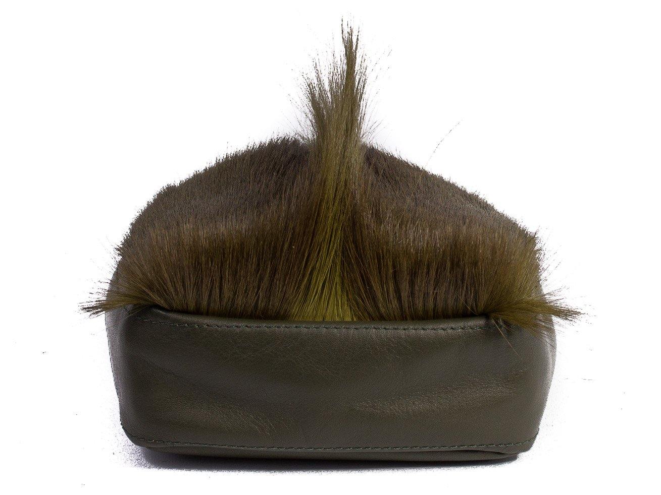 sherene melinda springbok hair-on-hide green leather pouch bag Fan bottom