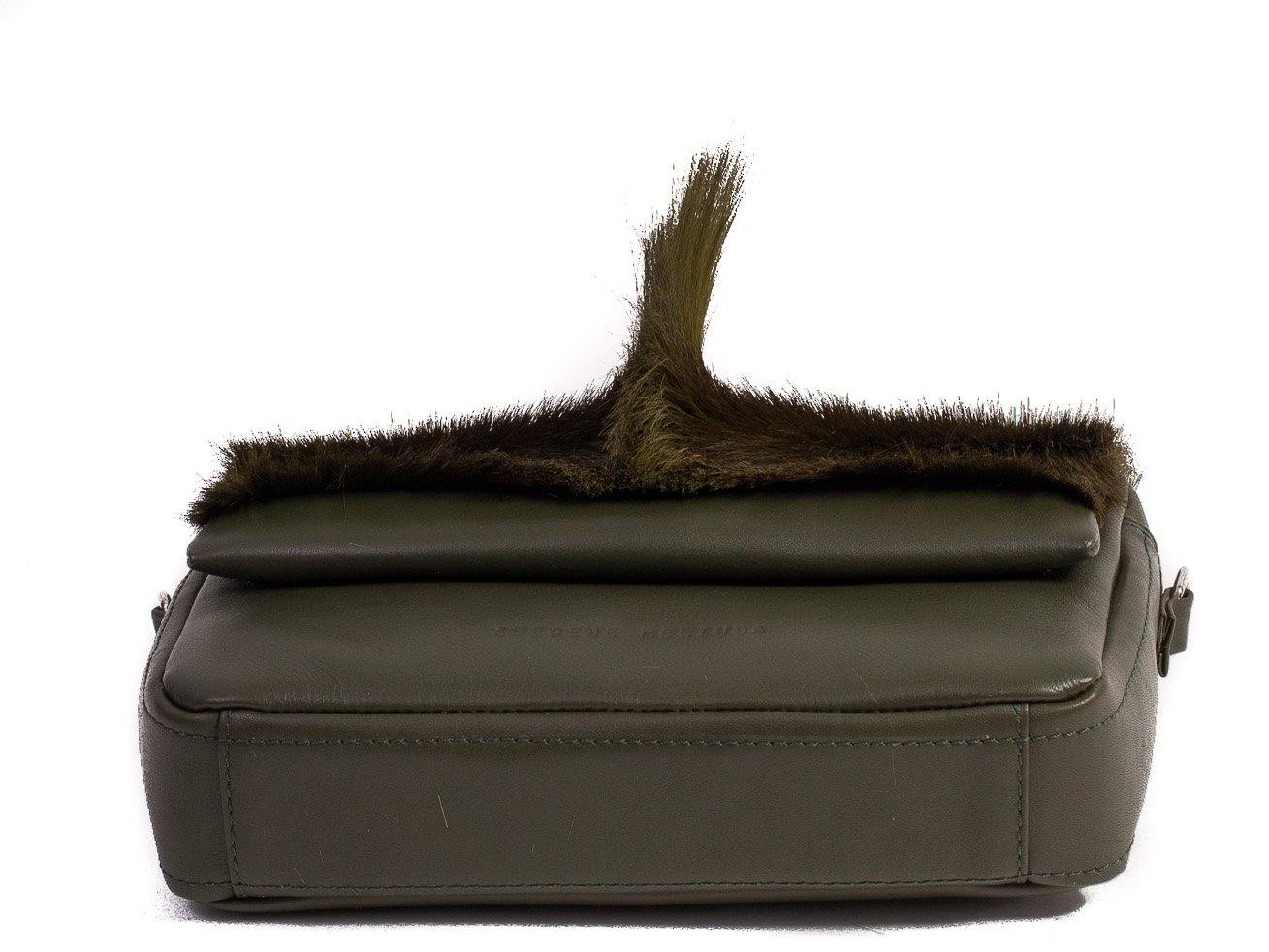 sherene melinda springbok hair-on-hide green leather shoulder bag Fan bottom