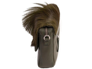 sherene melinda springbok hair-on-hide green leather shoulder bag Fan side