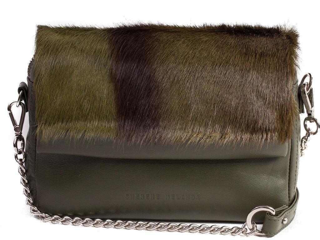 Green Shoulder Bag with a stripe - SHERENE MELINDA