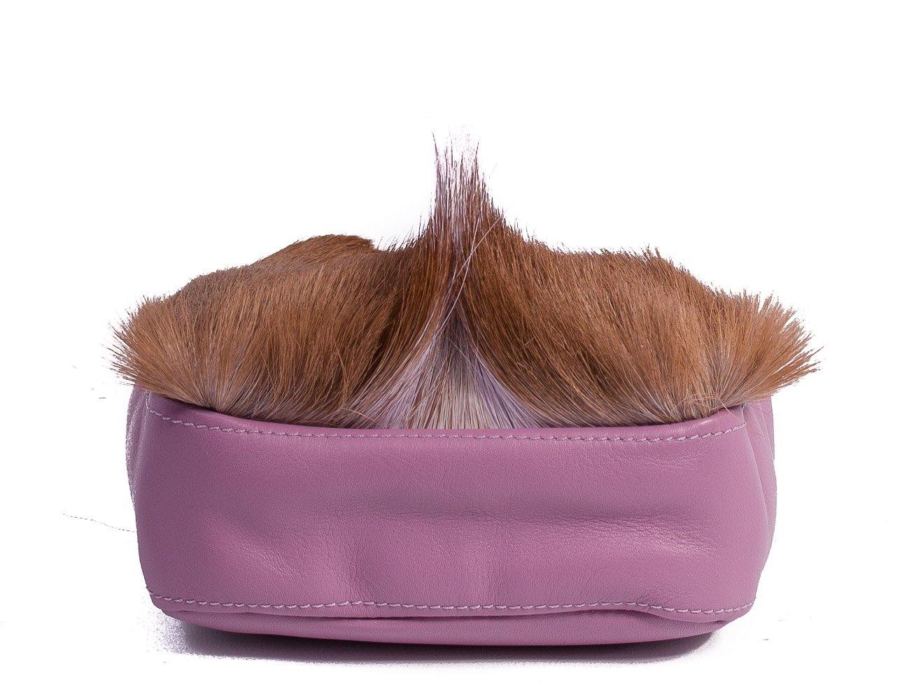 sherene melinda springbok hair-on-hide lavender leather pouch bag Fan bottom
