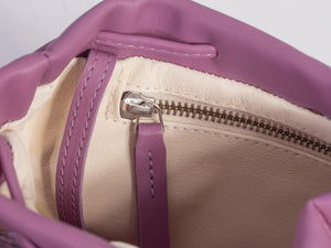 sherene melinda springbok hair-on-hide lavender leather stripe pouch bag inside