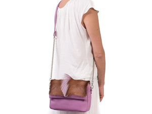 sherene melinda springbok hair-on-hide lavender leather shoulder bag fan context