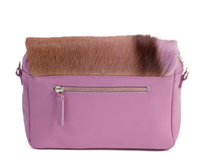 sherene melinda springbok hair-on-hide lavender leather shoulder bag Stripe back