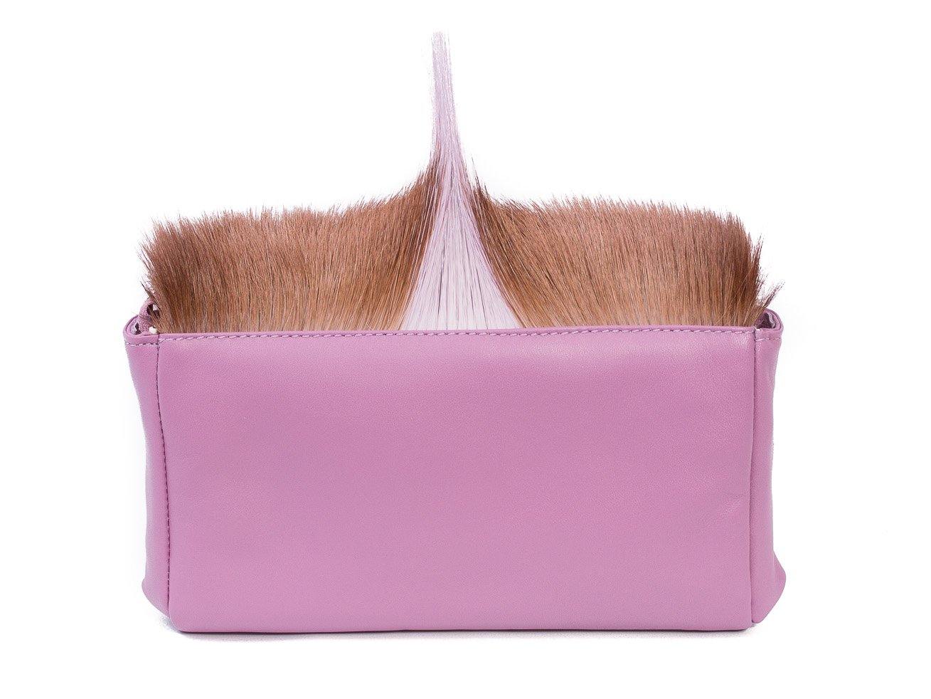 sherene melinda springbok hair-on-hide lavender leather Sophy SS18 Clutch Bag Fan back