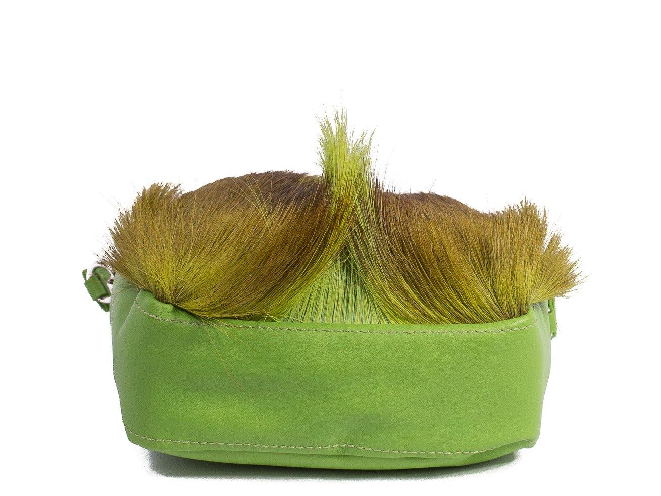 sherene melinda springbok hair-on-hide lime green leather pouch bag Fan bottom