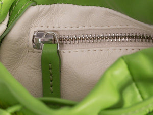 sherene melinda springbok hair-on-hide lime green leather pouch bag inside