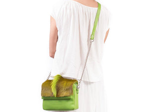 sherene melinda springbok hair-on-hide lime green leather shoulder bag fan context