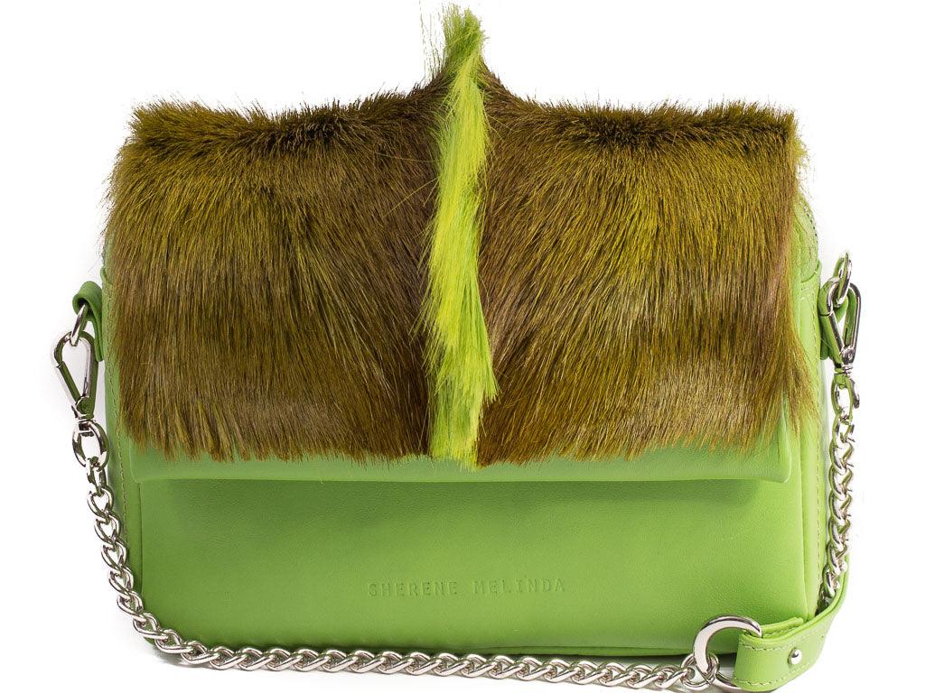 Lime Shoulder Bag with a fan - SHERENE MELINDA