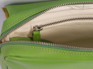 sherene melinda springbok hair-on-hide lime green leather shoulder bag inside