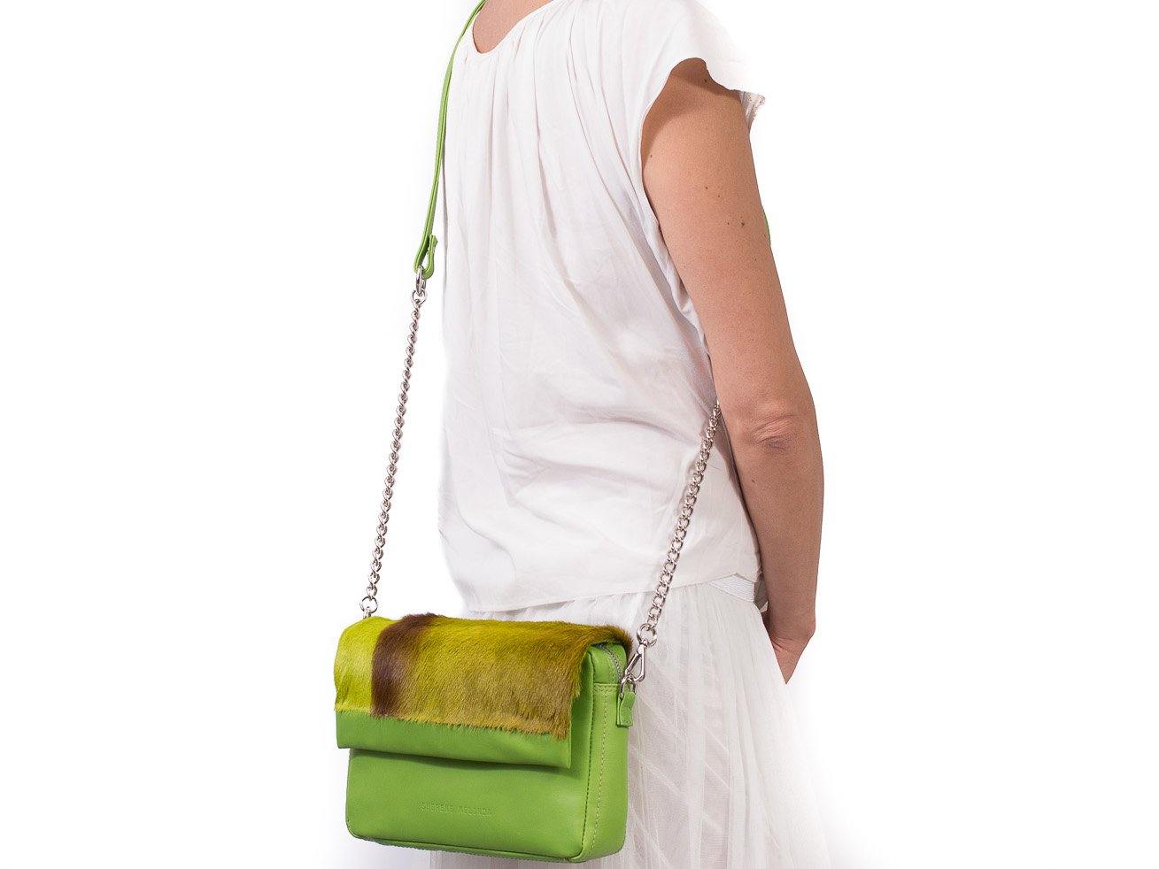 Lime Shoulder Bag with a stripe - SHERENE MELINDA