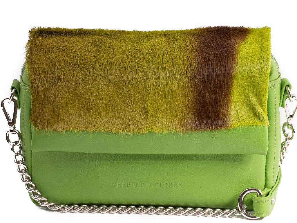 Lime Shoulder Bag with a stripe - SHERENE MELINDA