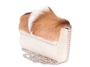 Mini Springbok Handbag in Natural with a Fan by Sherene Melinda Side Angle Strap