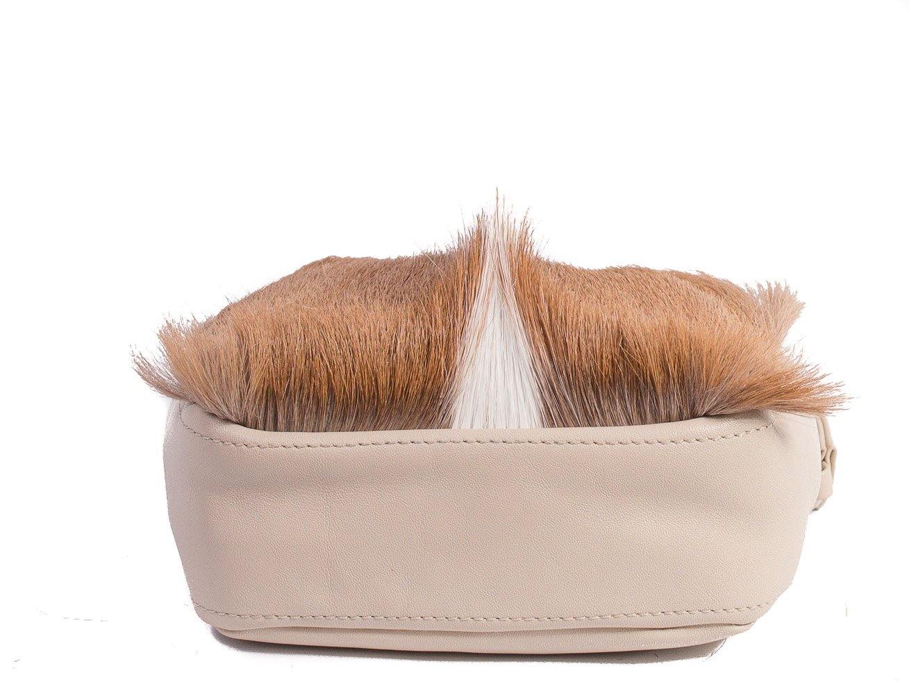 sherene melinda springbok hair-on-hide natural leather pouch bag Fan bottom