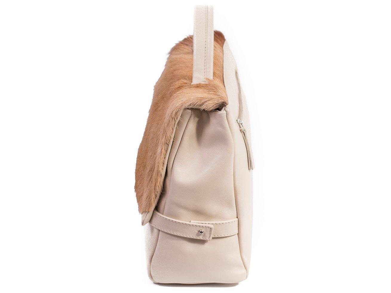 sherene melinda springbok hair-on-hide natural leather smith tote bag Stripe side