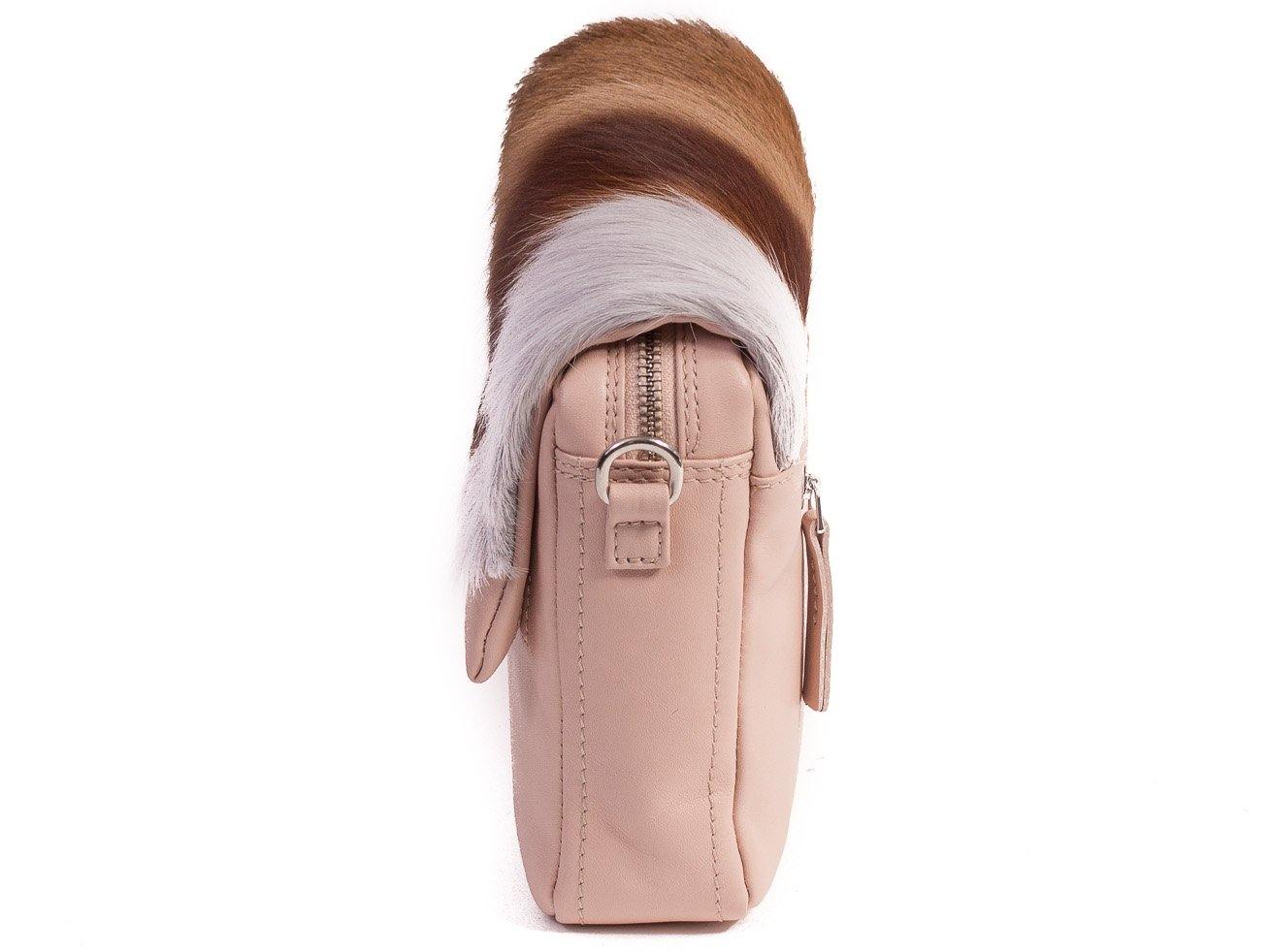 sherene melinda springbok hair-on-hide nude leather shoulder bag Stripe side