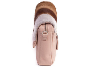 sherene melinda springbok hair-on-hide nude leather shoulder bag Stripe side
