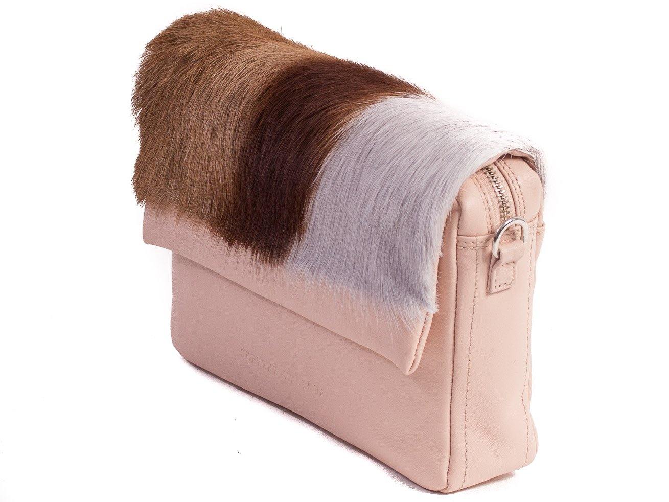 sherene melinda springbok hair-on-hide nude leather shoulder bag Stripe side angle