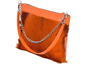 Multiway Springbok Handbag in Orange with a Stripe by Sherene Melinda Side Angle Strap