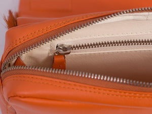 sherene melinda springbok hair-on-hide orange leather shoulder bag inside